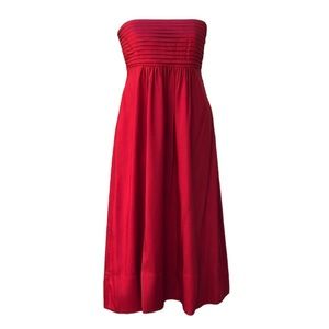 Banana Republic 100% Silk Red Pleated Bust Midi Dress NWT Women’s Size 4